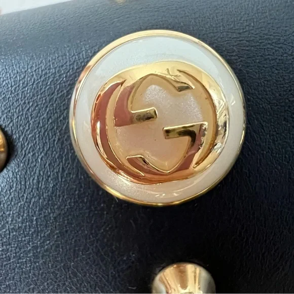 Gucci Calfskin Studded Small Padlock Shoulder Bag Black - Picture 12 of 16